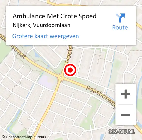 Locatie op kaart van de 112 melding: Ambulance Met Grote Spoed Naar Nijkerk, Vuurdoornlaan op 8 december 2021 11:16