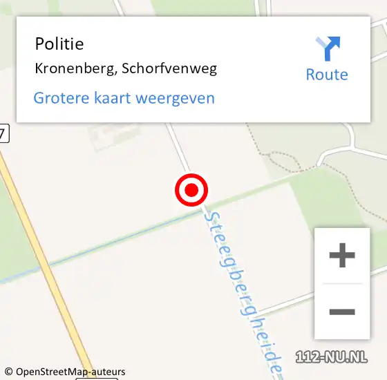 Locatie op kaart van de 112 melding: Politie Kronenberg, Schorfvenweg op 8 december 2021 11:31