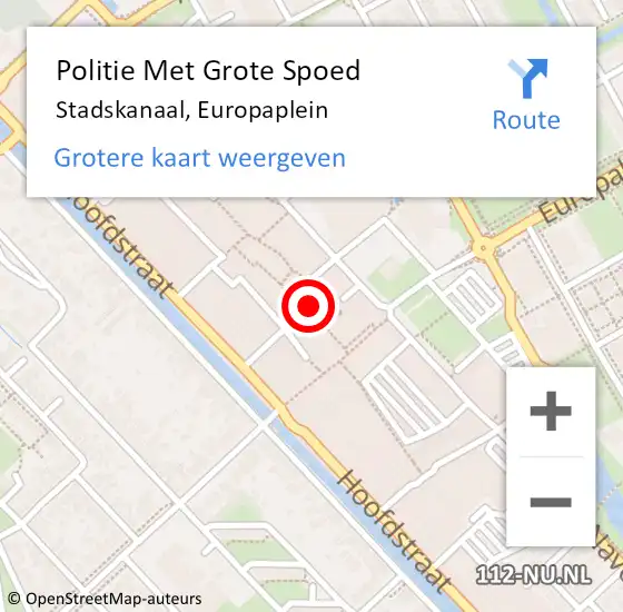 Locatie op kaart van de 112 melding: Politie Met Grote Spoed Naar Stadskanaal, Europaplein op 8 december 2021 11:40