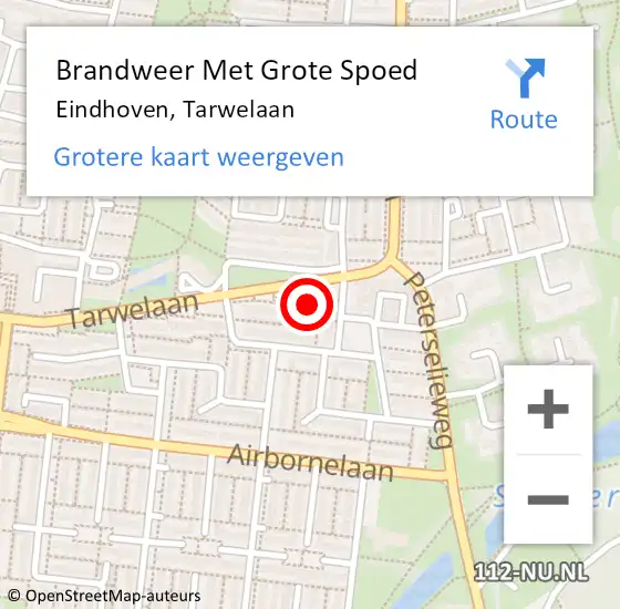 Locatie op kaart van de 112 melding: Brandweer Met Grote Spoed Naar Eindhoven, Tarwelaan op 8 december 2021 13:10