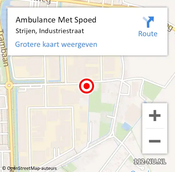 Locatie op kaart van de 112 melding: Ambulance Met Spoed Naar Strijen, Industriestraat op 8 december 2021 13:15