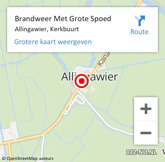 Locatie op kaart van de 112 melding: Brandweer Met Grote Spoed Naar Allingawier, Kerkbuurt op 8 december 2021 13:51