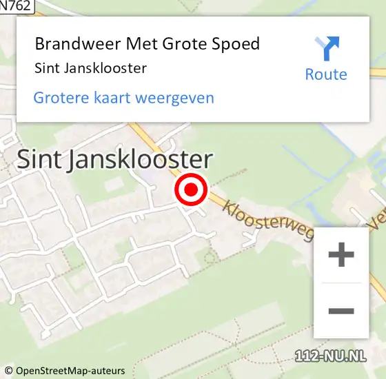 Locatie op kaart van de 112 melding: Brandweer Met Grote Spoed Naar Sint Jansklooster op 8 december 2021 16:28