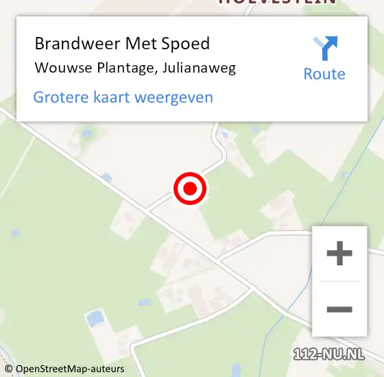 Locatie op kaart van de 112 melding: Brandweer Met Spoed Naar Wouwse Plantage, Julianaweg op 1 juli 2014 17:32