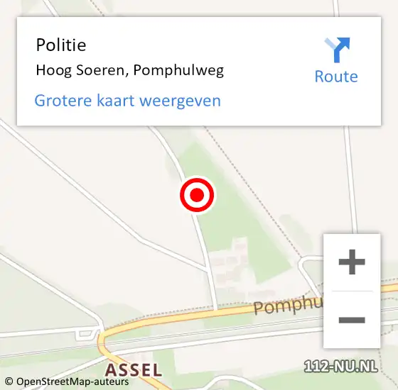 Locatie op kaart van de 112 melding: Politie Hoog Soeren, Pomphulweg op 8 december 2021 18:09