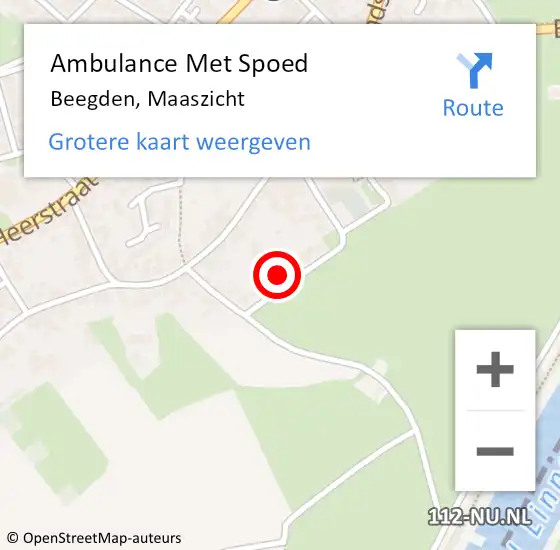 Locatie op kaart van de 112 melding: Ambulance Met Spoed Naar Beegden, Maaszicht op 8 december 2021 18:15