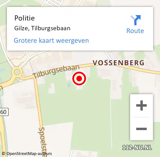 Locatie op kaart van de 112 melding: Politie Gilze, Tilburgsebaan op 8 december 2021 18:34