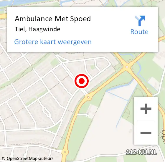 Locatie op kaart van de 112 melding: Ambulance Met Spoed Naar Tiel, Haagwinde op 8 december 2021 20:10