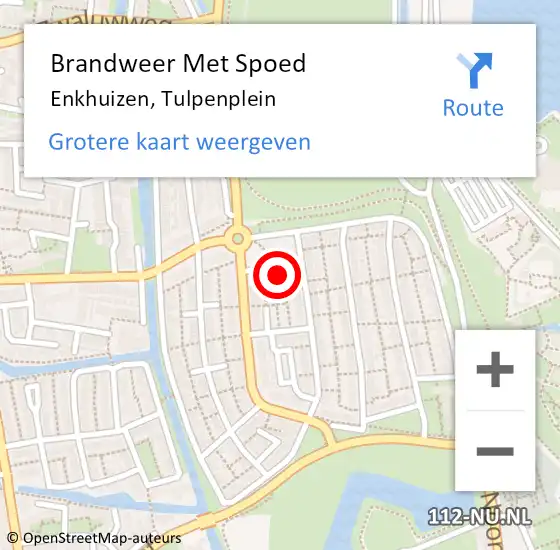 Locatie op kaart van de 112 melding: Brandweer Met Spoed Naar Enkhuizen, Tulpenplein op 8 december 2021 21:08