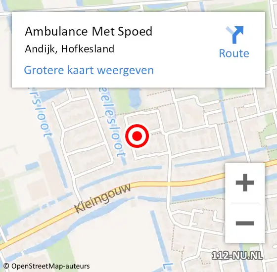 Locatie op kaart van de 112 melding: Ambulance Met Spoed Naar Andijk, Hofkesland op 9 december 2021 07:10