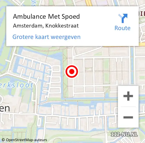 Locatie op kaart van de 112 melding: Ambulance Met Spoed Naar Amsterdam, Knokkestraat op 9 december 2021 07:57