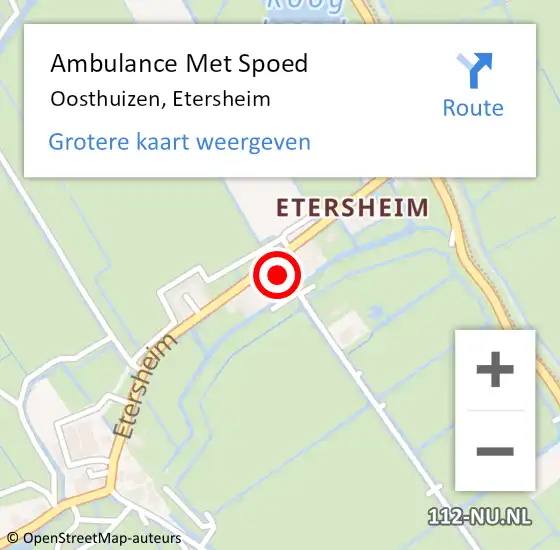 Locatie op kaart van de 112 melding: Ambulance Met Spoed Naar Oosthuizen, Etersheim op 9 december 2021 10:23