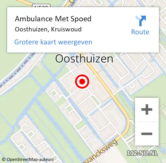 Locatie op kaart van de 112 melding: Ambulance Met Spoed Naar Oosthuizen, Kruiswoud op 9 december 2021 10:55