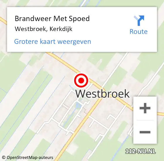 Locatie op kaart van de 112 melding: Brandweer Met Spoed Naar Westbroek, Kerkdijk op 9 december 2021 13:13