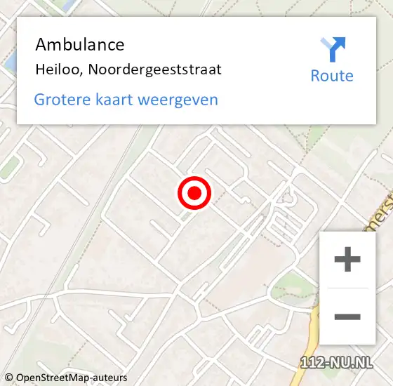 Locatie op kaart van de 112 melding: Ambulance Heiloo, Noordergeeststraat op 9 december 2021 13:36