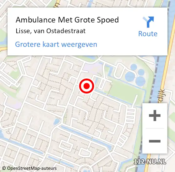 Locatie op kaart van de 112 melding: Ambulance Met Grote Spoed Naar Lisse, van Ostadestraat op 9 december 2021 14:16