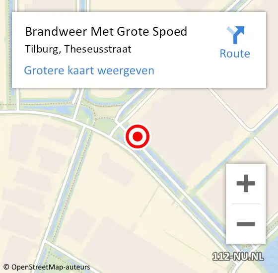Locatie op kaart van de 112 melding: Brandweer Met Grote Spoed Naar Tilburg, Theseusstraat op 9 december 2021 16:13