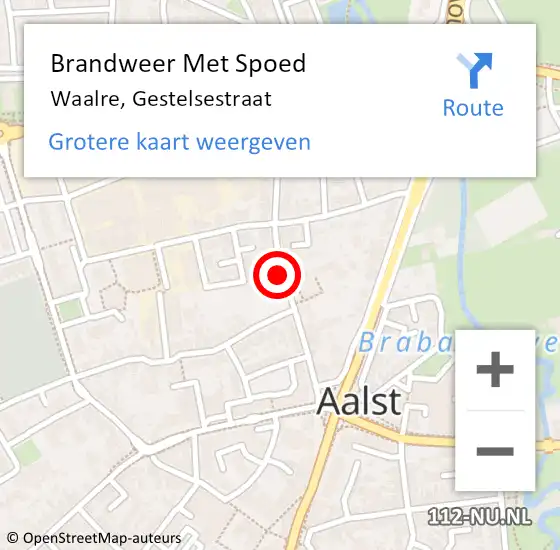 Locatie op kaart van de 112 melding: Brandweer Met Spoed Naar Waalre, Gestelsestraat op 9 december 2021 18:00