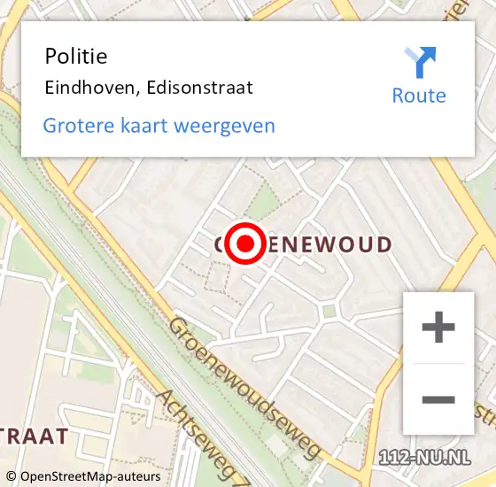 Locatie op kaart van de 112 melding: Politie Eindhoven, Edisonstraat op 9 december 2021 18:31