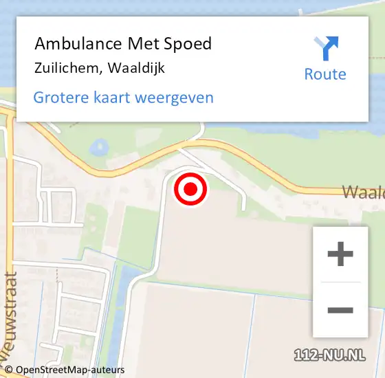 Locatie op kaart van de 112 melding: Ambulance Met Spoed Naar Zuilichem, Waaldijk op 9 december 2021 18:59