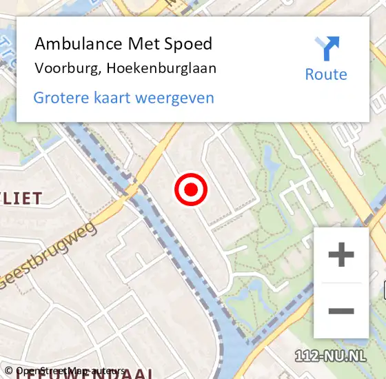 Locatie op kaart van de 112 melding: Ambulance Met Spoed Naar Voorburg, Hoekenburglaan op 9 december 2021 20:04