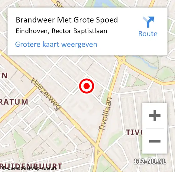 Locatie op kaart van de 112 melding: Brandweer Met Grote Spoed Naar Eindhoven, Rector Baptistlaan op 9 december 2021 20:06
