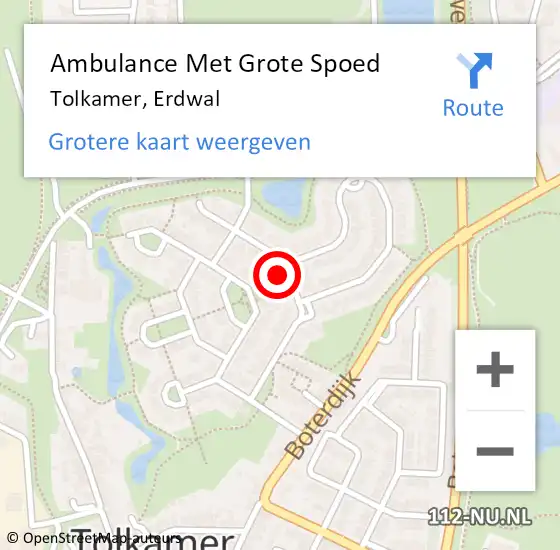 Locatie op kaart van de 112 melding: Ambulance Met Grote Spoed Naar Tolkamer, Erdwal op 10 december 2021 02:14