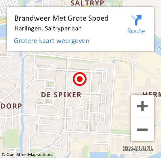 Locatie op kaart van de 112 melding: Brandweer Met Grote Spoed Naar Harlingen, Saltryperlaan op 10 december 2021 08:32