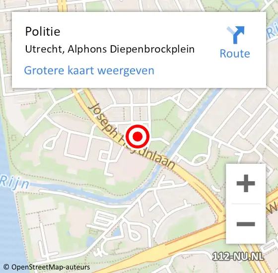 Locatie op kaart van de 112 melding: Politie Utrecht, Alphons Diepenbrockplein op 10 december 2021 10:51