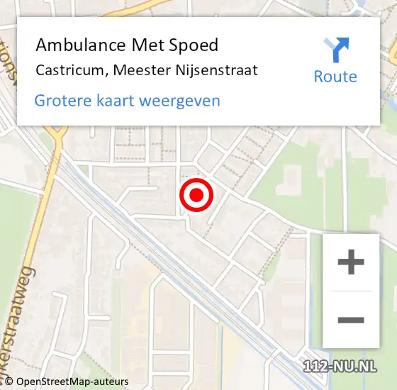Locatie op kaart van de 112 melding: Ambulance Met Spoed Naar Castricum, Meester Nijsenstraat op 10 december 2021 15:02
