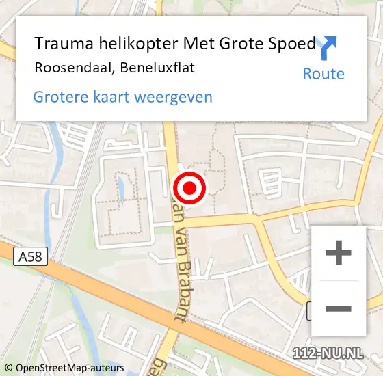 Locatie op kaart van de 112 melding: Trauma helikopter Met Grote Spoed Naar Roosendaal, Beneluxflat op 10 december 2021 16:34