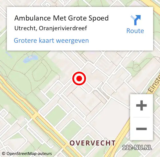 Locatie op kaart van de 112 melding: Ambulance Met Grote Spoed Naar Utrecht, Oranjerivierdreef op 10 december 2021 17:00