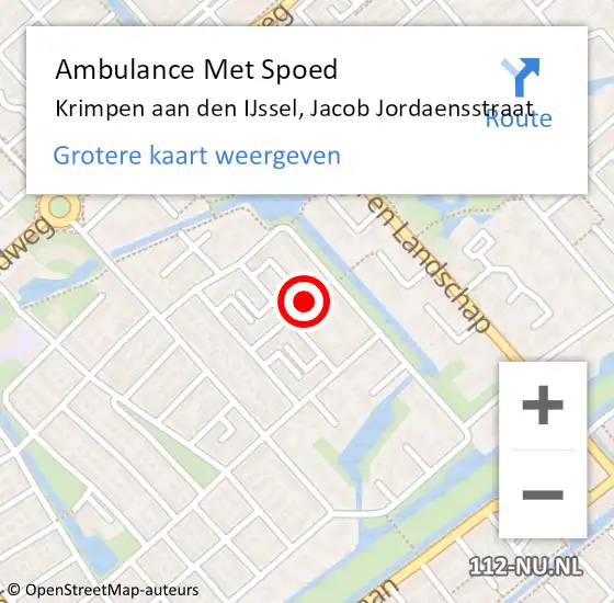 Locatie op kaart van de 112 melding: Ambulance Met Spoed Naar Krimpen aan den IJssel, Jacob Jordaensstraat op 10 december 2021 17:01