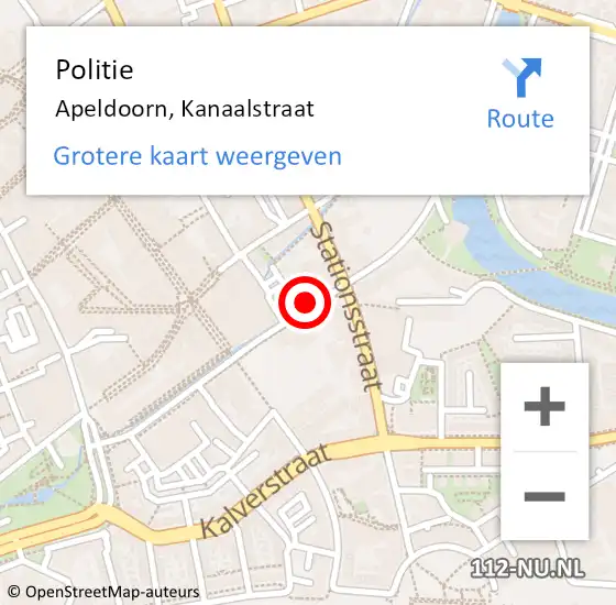 Locatie op kaart van de 112 melding: Politie Apeldoorn, Kanaalstraat op 10 december 2021 20:22