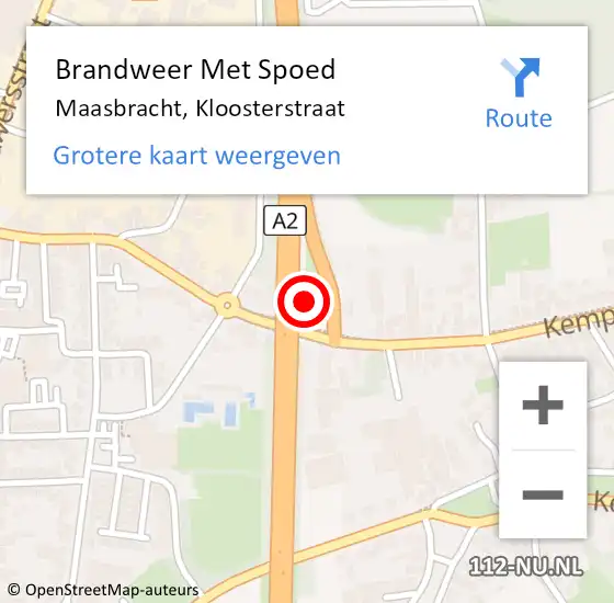 Locatie op kaart van de 112 melding: Brandweer Met Spoed Naar Maasbracht, Kloosterstraat op 10 december 2021 22:03