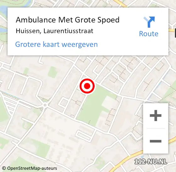 Locatie op kaart van de 112 melding: Ambulance Met Grote Spoed Naar Huissen, Laurentiusstraat op 11 december 2021 08:05