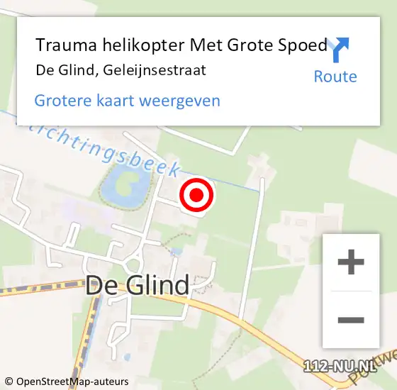 Locatie op kaart van de 112 melding: Trauma helikopter Met Grote Spoed Naar De Glind, Geleijnsestraat op 11 december 2021 08:28