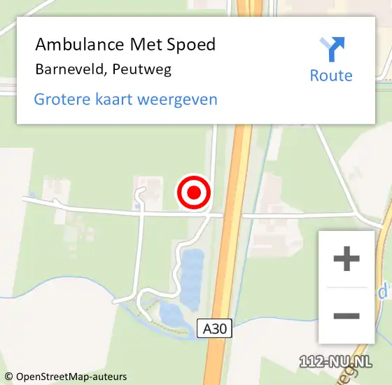 Locatie op kaart van de 112 melding: Ambulance Met Spoed Naar Barneveld, Peutweg op 11 december 2021 10:47
