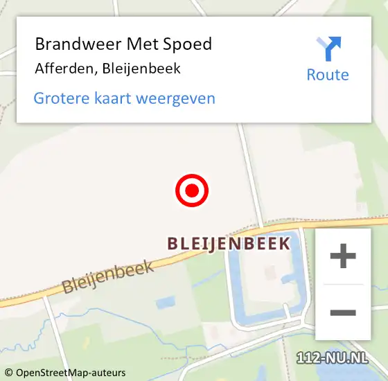 Locatie op kaart van de 112 melding: Brandweer Met Spoed Naar Afferden, Bleijenbeek op 11 december 2021 11:13