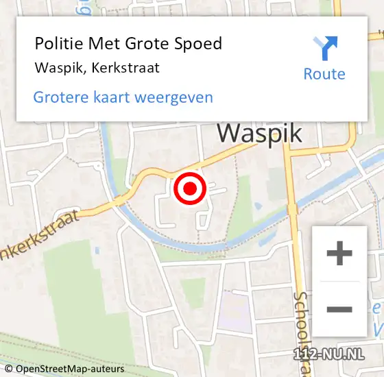 Locatie op kaart van de 112 melding: Politie Met Grote Spoed Naar Waspik, Kerkstraat op 11 december 2021 12:34
