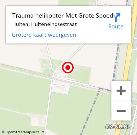 Locatie op kaart van de 112 melding: Trauma helikopter Met Grote Spoed Naar Hulten, Hulteneindsestraat op 11 december 2021 12:47