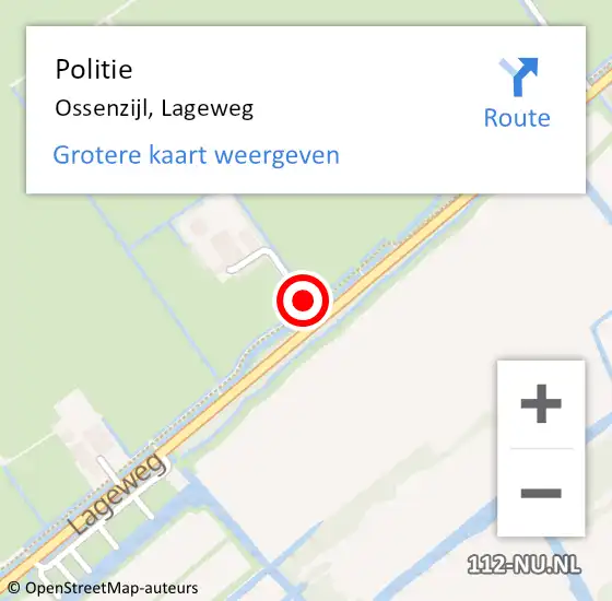 Locatie op kaart van de 112 melding: Politie Ossenzijl, Lageweg op 11 december 2021 14:04