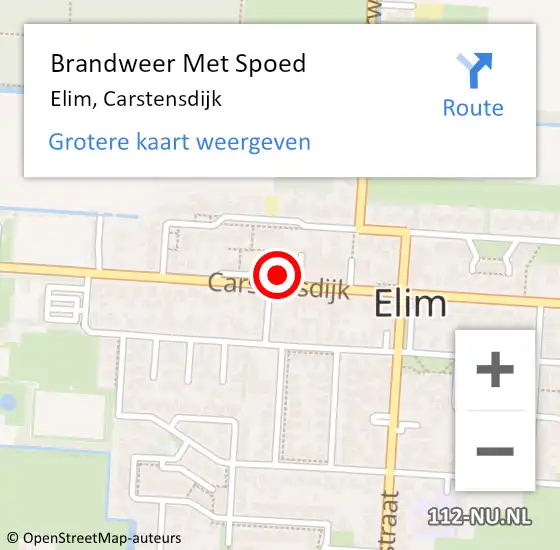 Locatie op kaart van de 112 melding: Brandweer Met Spoed Naar Elim, Carstensdijk op 11 december 2021 14:40