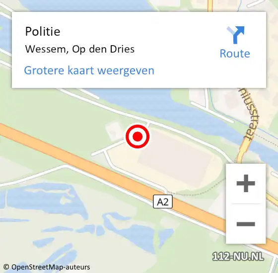 Locatie op kaart van de 112 melding: Politie Wessem, Op den Dries op 11 december 2021 14:49