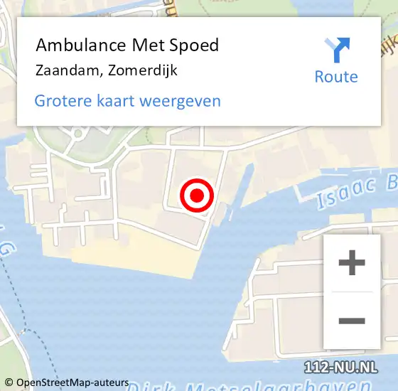 Locatie op kaart van de 112 melding: Ambulance Met Spoed Naar Zaandam, Zomerdijk op 11 december 2021 14:59