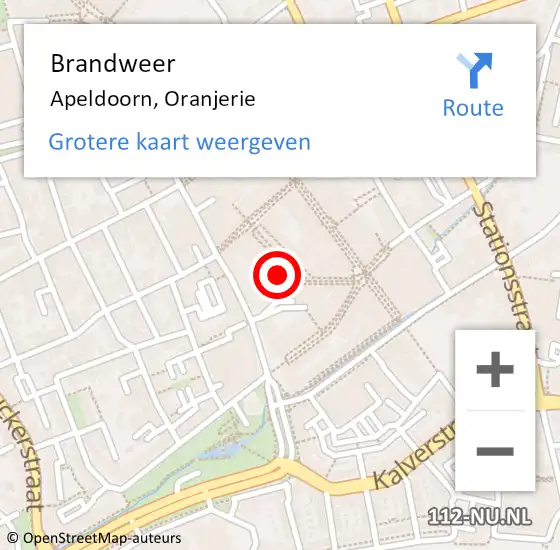 Locatie op kaart van de 112 melding: Brandweer Apeldoorn, Oranjerie op 11 december 2021 17:05