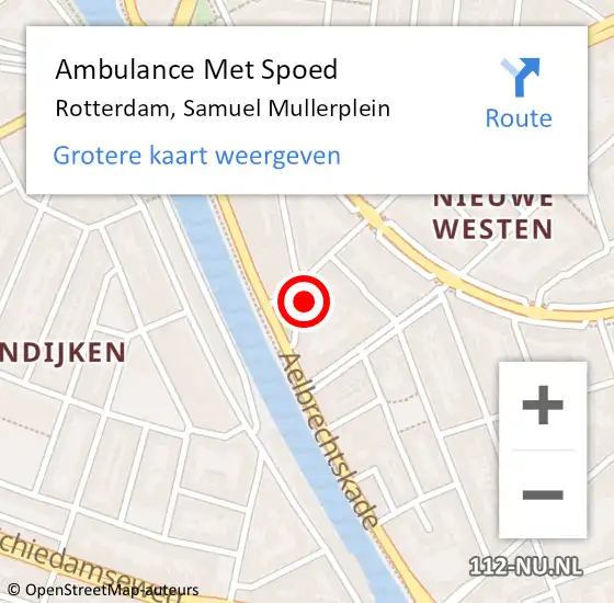 Locatie op kaart van de 112 melding: Ambulance Met Spoed Naar Rotterdam, Samuel Mullerplein op 11 december 2021 17:30