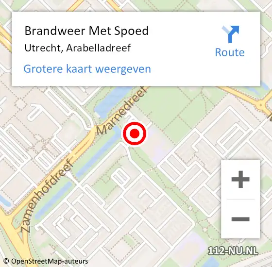 Locatie op kaart van de 112 melding: Brandweer Met Spoed Naar Utrecht, Arabelladreef op 11 december 2021 17:58