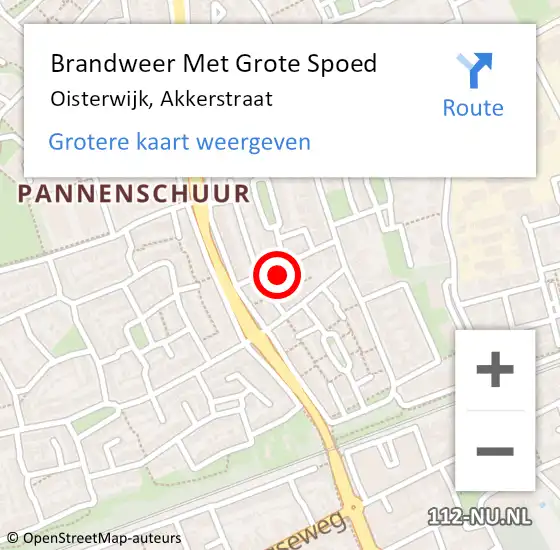 Locatie op kaart van de 112 melding: Brandweer Met Grote Spoed Naar Oisterwijk, Akkerstraat op 11 december 2021 18:03