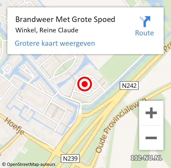 Locatie op kaart van de 112 melding: Brandweer Met Grote Spoed Naar Winkel, Reine Claude op 11 december 2021 18:07